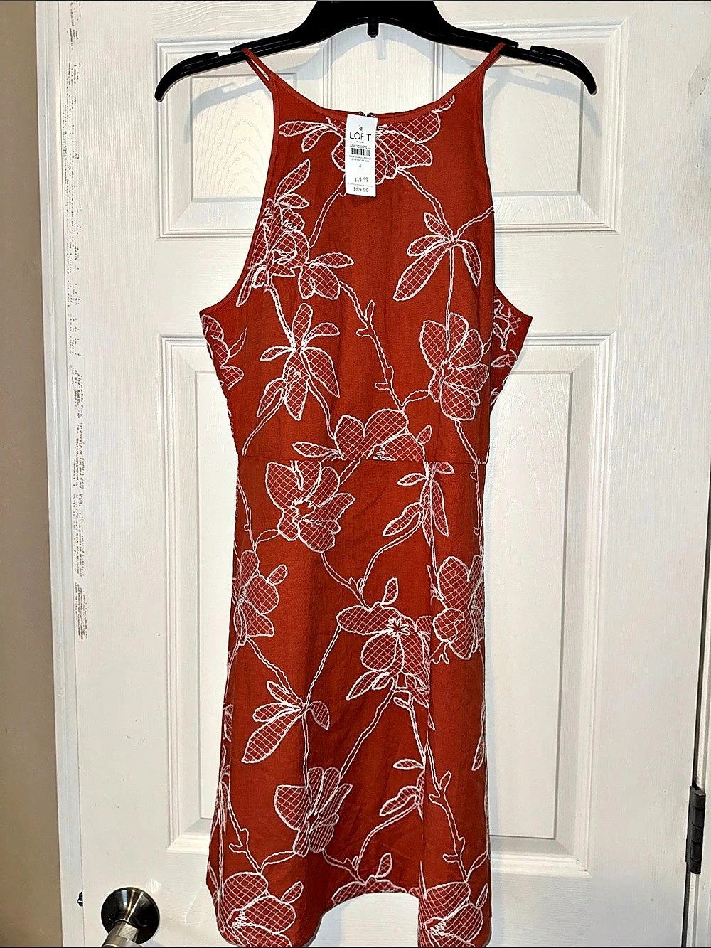 LOFT Floral Mini Dress in Burnt Orange & White Size 2 NWT